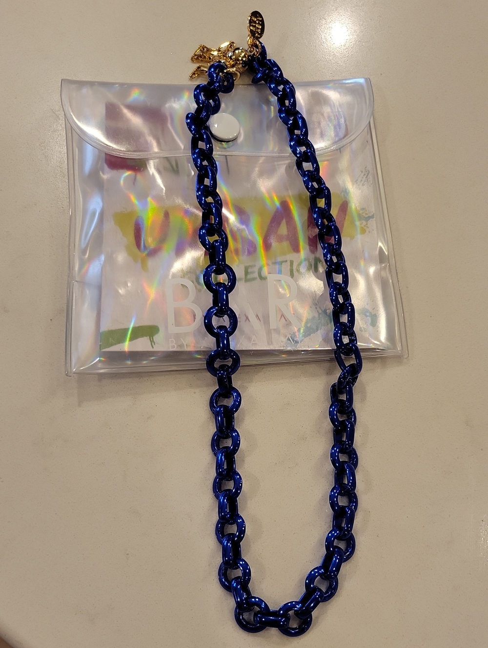 Melania Clara Urban Bright Blue Chain Necklace With Magnetic Clasp
